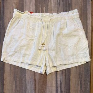 Hang Ten High Waist Cream Linen Shorts